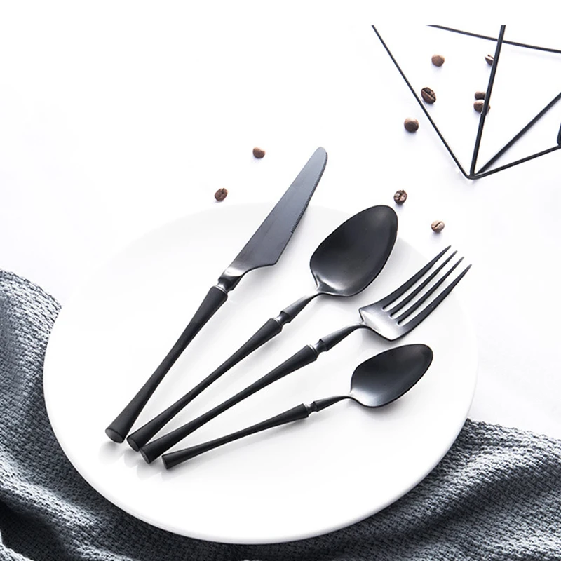 

4pcs Dinnerware Sets Stainless Steel Spoons Forks Cutlery Rainbow Dinner Set Knife Fork Spoon Silverware Set Kitchen Tableware
