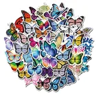 50 шт. разноцветные наклейки из ПВХ с цветами и бабочками для девочек, детей, детских комнат, кухни, украшения для дома, клейкие наклейки 2020