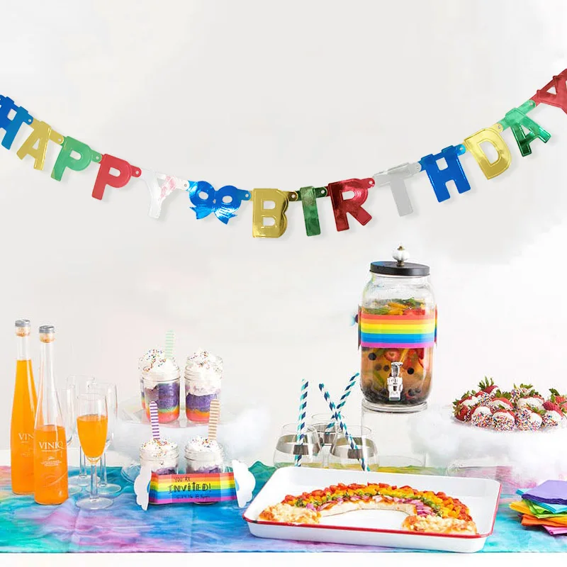 

1 шт., баннеры с надписью «Happy Birthday», флаги для вечеринки, украшения на день рождения, реквизит, гирлянда, украшения для детского душа, экологи...