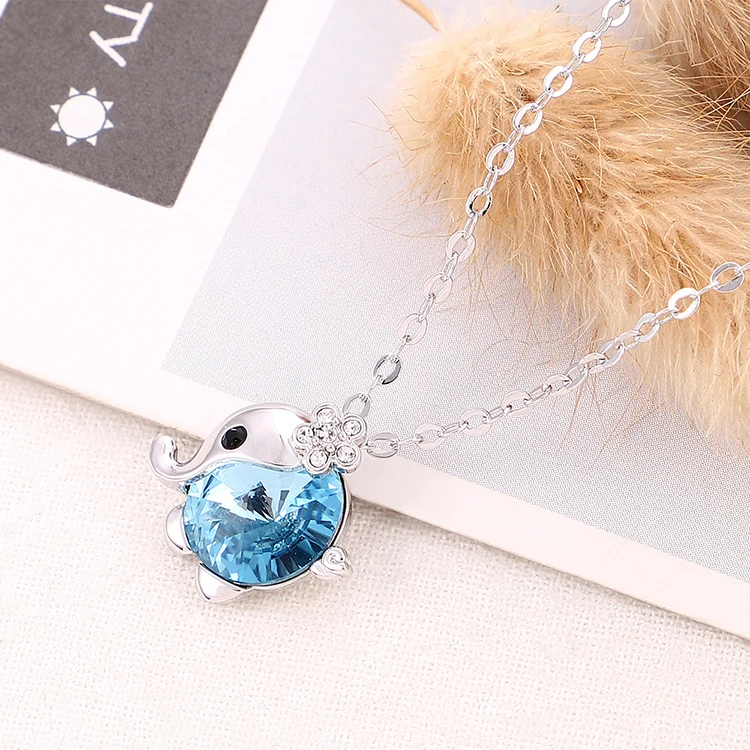 

Crystals From Swarovski Cute Elephant Necklace Fashion Charming Chain For Women Necklace Choker necklace Wedding Party Jewelry