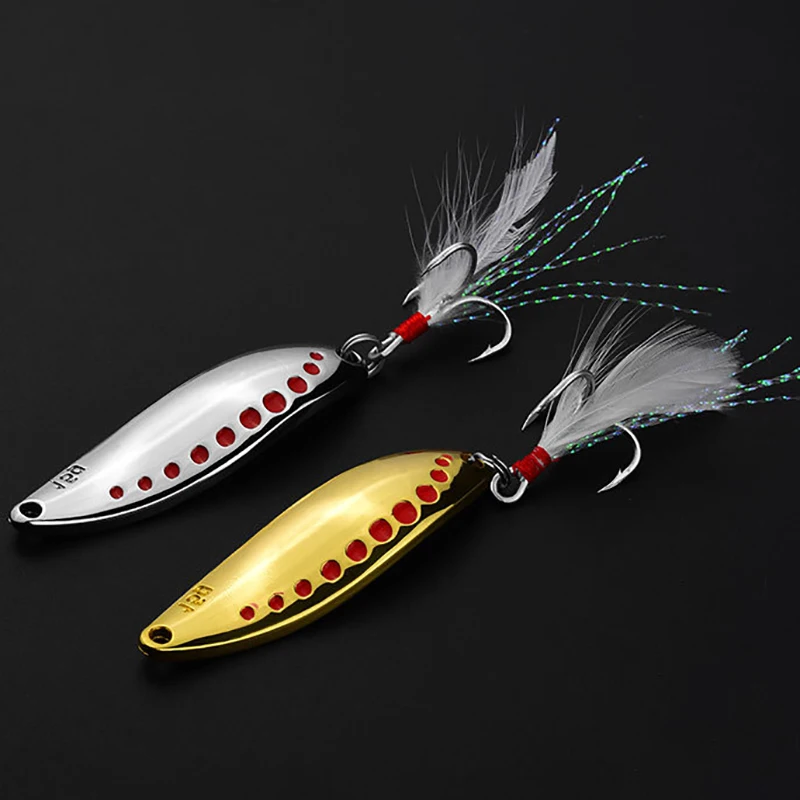 

LINNHUE 1PCS Spinner Fishing Lure Metal Spoon Fishing Lure Hard Baits 5g 7g 10g 15g Sequins Noise Paillette Feather Treble Hook
