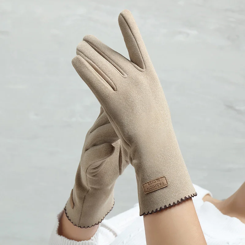 

Winter Women Touch Screen Gloves Thicken Windproof Warm Gloves Outdoor Cycling Driving Mittens