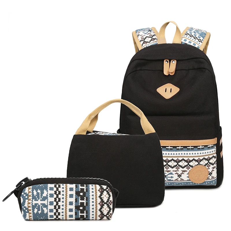 

3Piece/Set Fashion Backpacks Canvas Women Backpack New School Bag For Teenager Girls Casual Classic Female Shoulder Bag