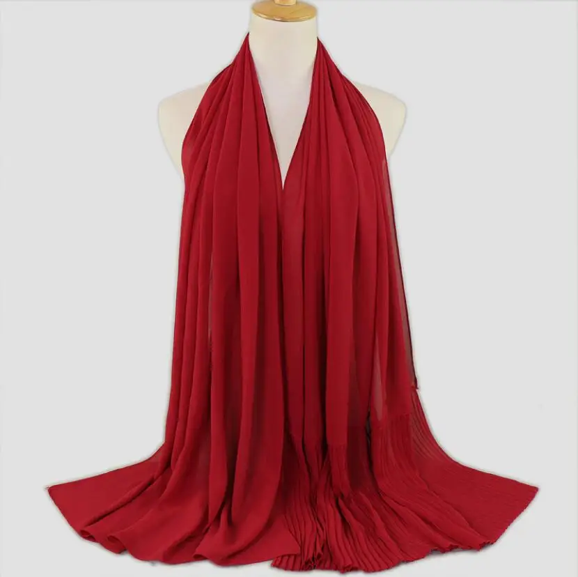 Плиссированные шифоновые хиджаб шарфы шляпа тюрбан женский сшитый