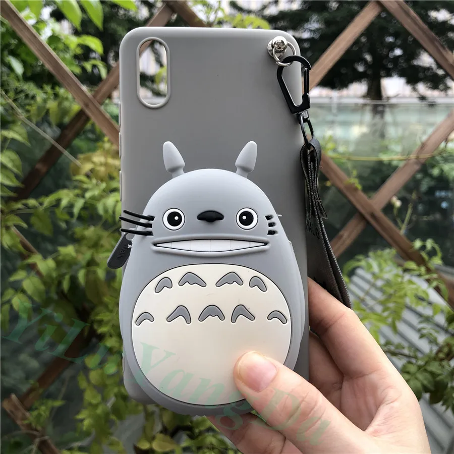 Totoro Wallet Wallet В мультипликационном стиле на молнии кошелек чехол для телефона для Xiaomi mi Note 3 A1 A2 6 8 9 Lite SE 9T Pro CC9 CC9e mi x 2 2S 3 S Max 2 3 Мягкий силиконовый чехол - Цвет: Totoro Wallet Wallet