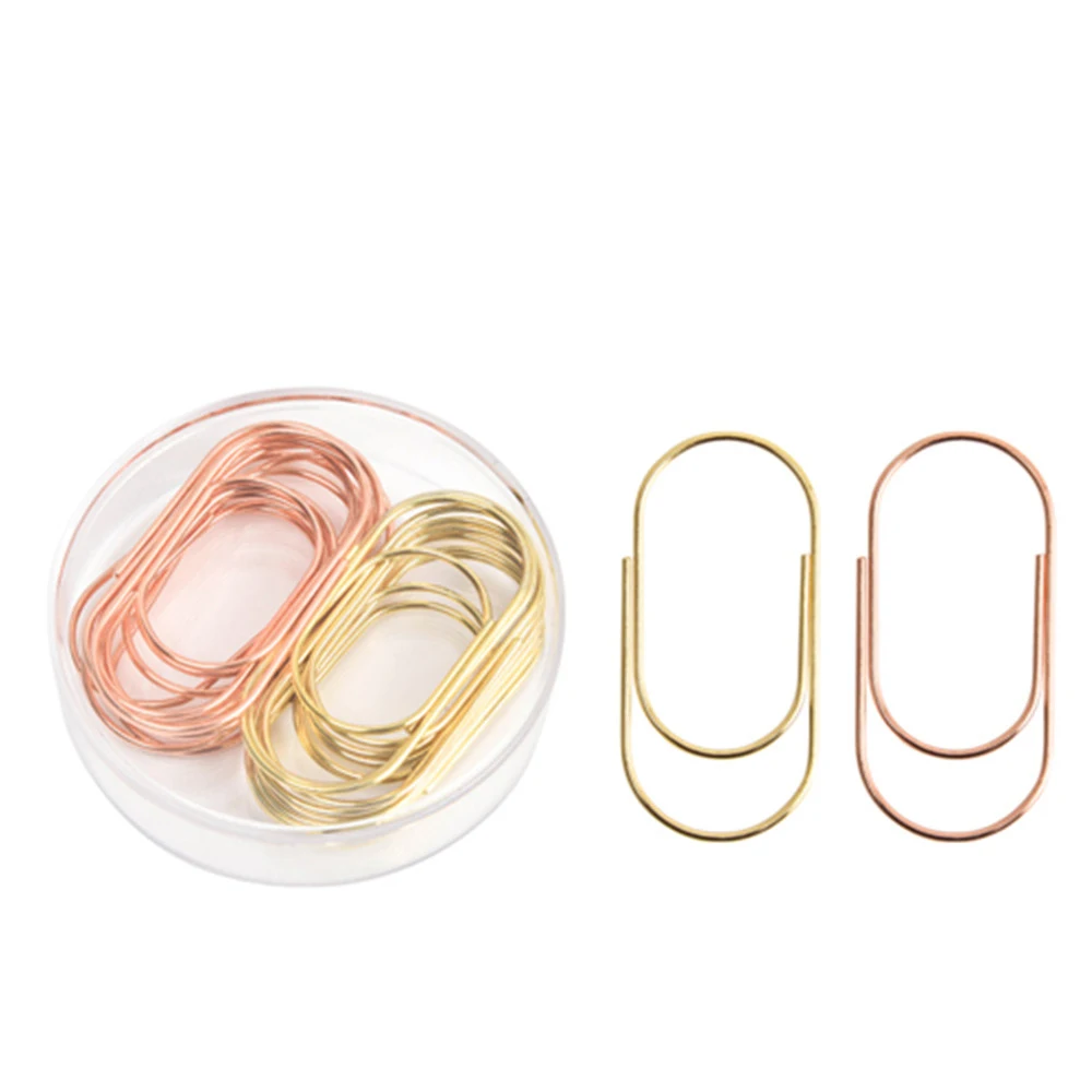 

20pcs/box Rose Gold Binder Paper Clips Decorative Kawaii Stationery 50mm Out Bookmark Planner School Office Binding Supplies
