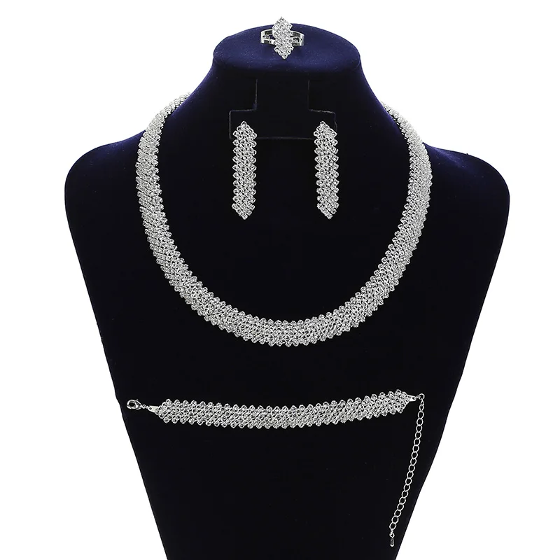 

Jewelry Sets HADIYANA Vintage Gorgeous 4PCS Necklace Earrings Ring And Bracelet Set Women Engagement Wedding BN6357 Bisuteria
