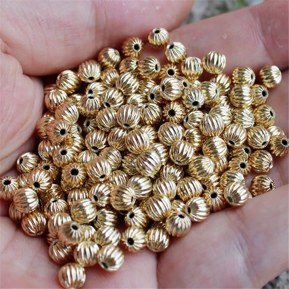 

Gold plated 14K gourd gourd beads DIY jewelry accessories Loose beads color melon beads lantern beads 3/4/5/6/8mm