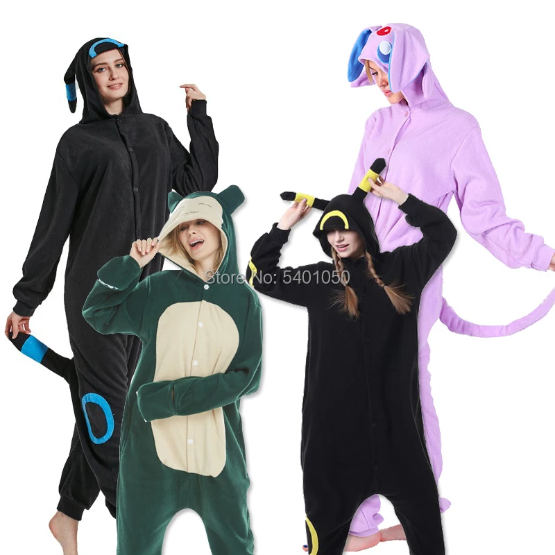 Пикачу Кигуруми флисовый комбинезон для взрослых Аниме Espeon Umbreon блестящая трубка
