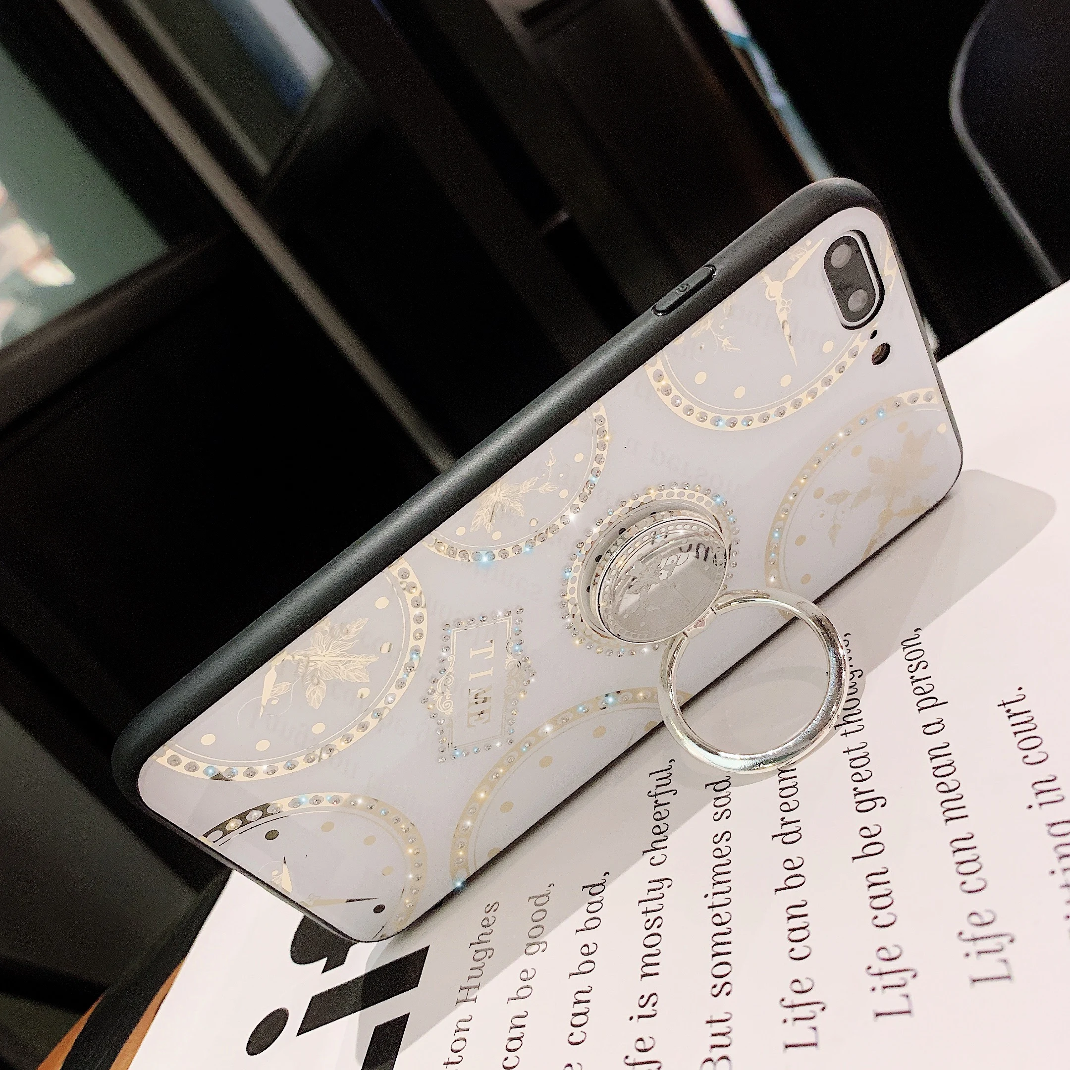 Чехол для iphone 11 роскошные алмазные часы с кольцом стойкой защитная задняя крышка