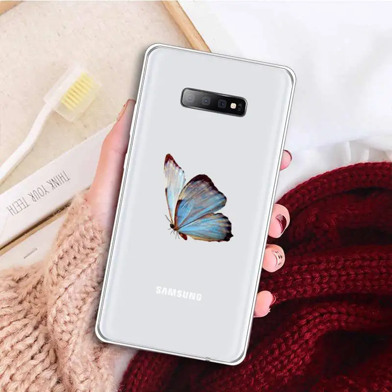 

Flying Butterfly Phone Case Transparent For Samsung Galaxy A 71 21s S note 8 9 10 plus 20 ultra high quality Anti-fall capa