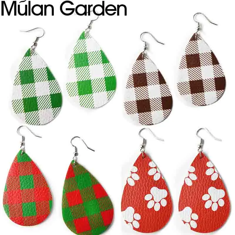 M & G красные серьги капли с узором в клетку для женщин и девочек подарок на Новый