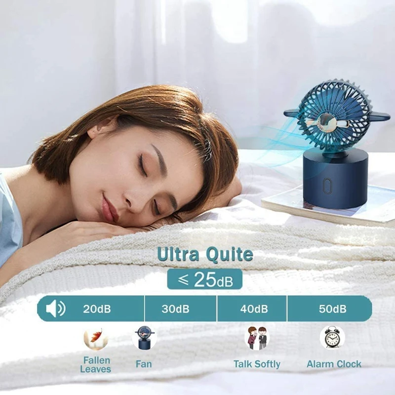 

Desk Fan, USB Fan Rechargeable, Automatic Rotating Table Fan, Mini Cooling Fan Desk Fan Allow Multi-Angle Adjustment