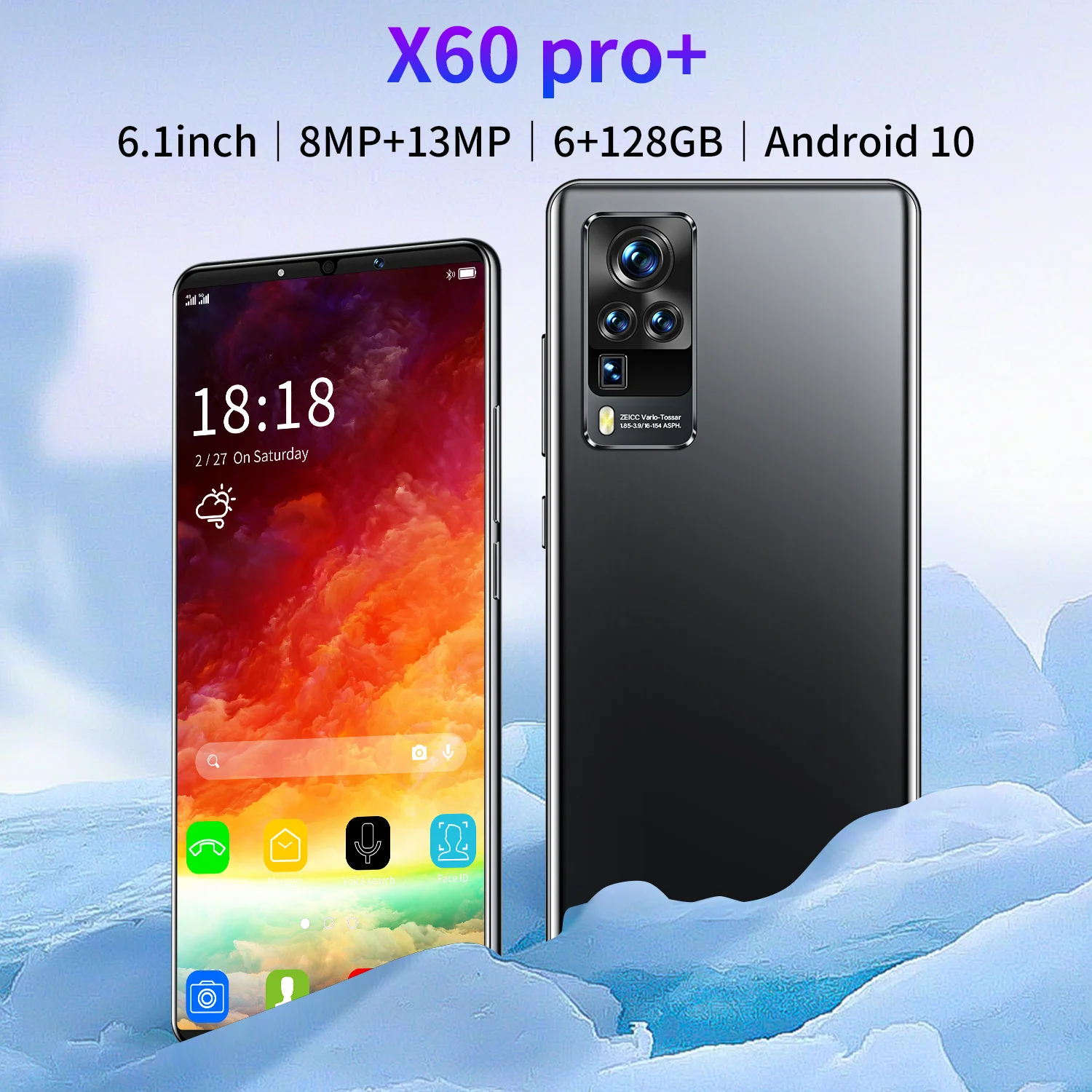 

Global Version X60 Pro + Cheap Smartphone 6.1 Inch 5200mAh 6GB+128GB 10 Core 8 +13MP Facial Fingerprint Fingerprint Unlock Phone