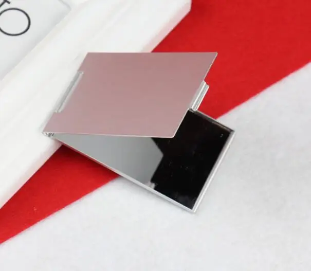 Зеркало для макияжа компактное складное ультратонкое алюминиевое прямоугольное