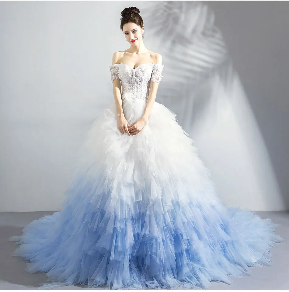 Vivian's Bridal, роскошное сказочное бальное платье с перьями, свадебное платье, элегантное, карамельного цвета, Многоуровневое, с рюшами, с часовней, со шлейфом, свадебное платье