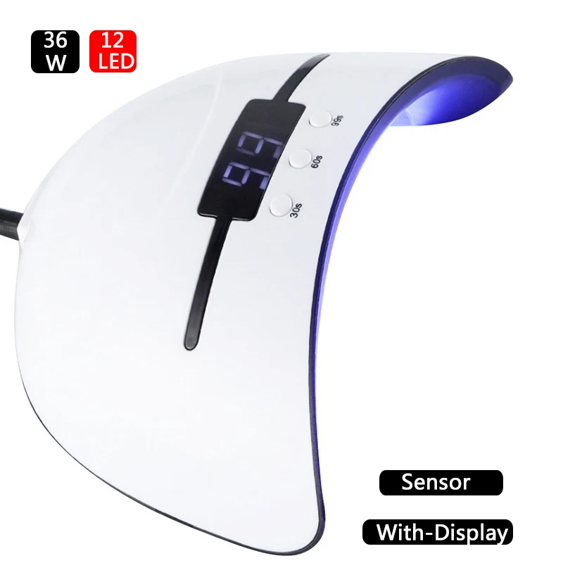 With display 24 Вт УФ-лампа для сушки ногтей всех типов геля 12 Led УФ-лампа для маникюрной машины USB 30 s/60 s/90 s таймер портативные УФ-лампы для закалки - Цвет: With display