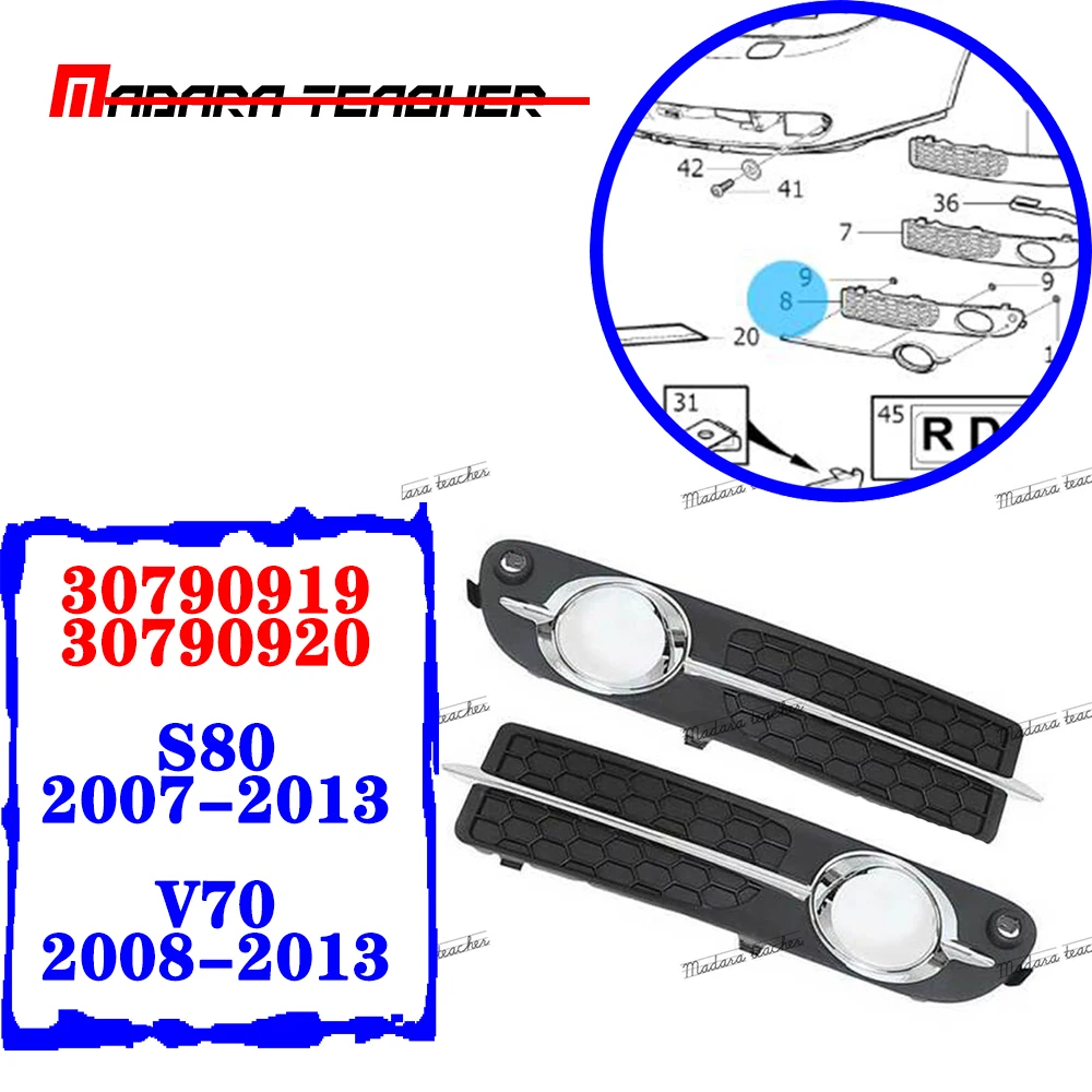 Для VOLVO V70 S80 2007 2008 2009 2010 2011 2012 2013 противотуманная фара отделка черный с