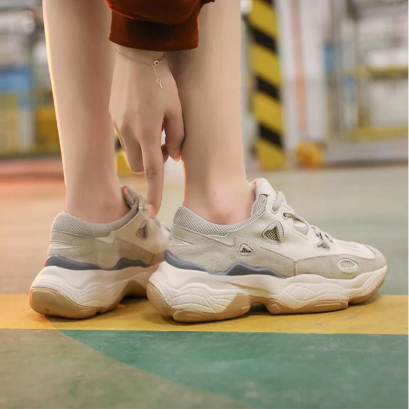 Прямая поставка женский кроссовки на толстой подошве увеличивающие рост 5 см