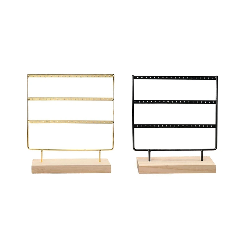 

2Pcs Earrings Jewelry Holder Pendant Jewelry Holder Storage Shelf, Counter Display, Jewelry Display Props, Black + Gold