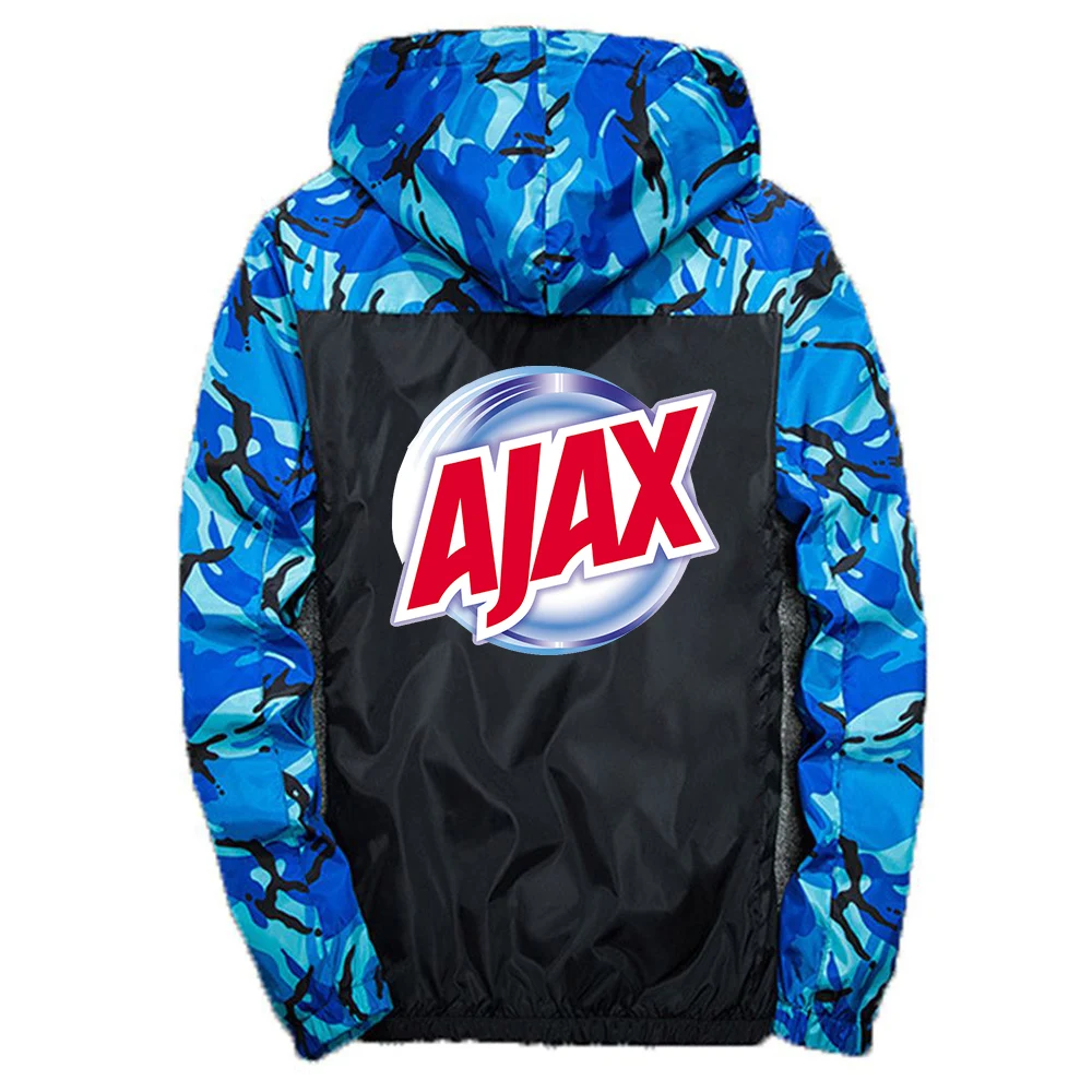 

AJAX Logo Autumn 2021 New Mens Sport Splicing Male Clothing Casual Camouflage Slim Hoodie Coat High Street Jackets