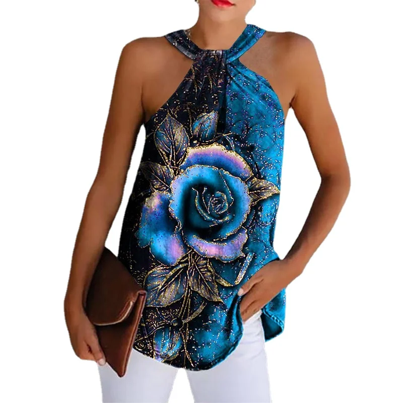 

Весна-лето 2021, футболка с принтом роз, женская одежда