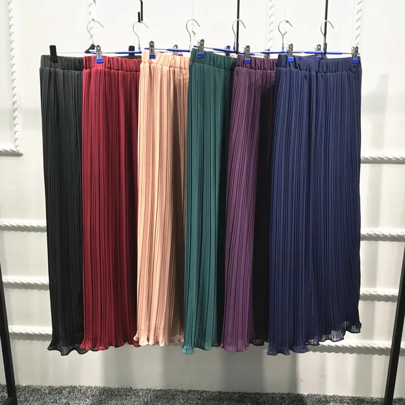 

Fashion Women's Pleated Skirt Chiffon Long Skirt Princess Elegant Modest Muslim Bottoms Ankle-Length Party Islamic Clothing