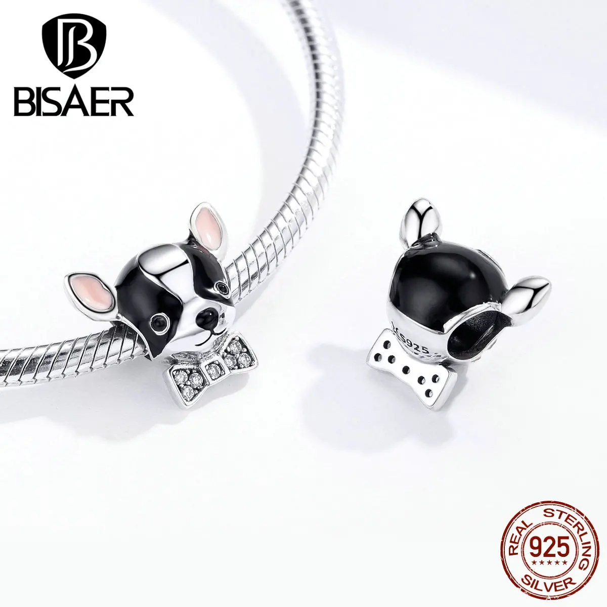 BISAER, Новое поступление, 925 пробы, серебро, чихуахуа, Очаровательные Подвески, прозрачный CZ, для женщин, очаровательный браслет, сделай сам, для изготовления ювелирных изделий GXC1310