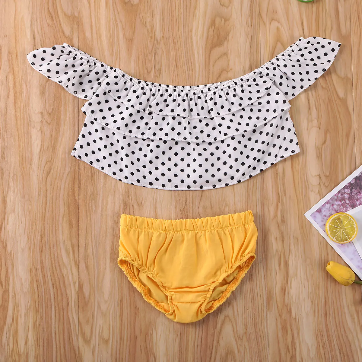 2020 летняя одежда для малышей Одежда маленьких девочек топы в горошек с открытыми