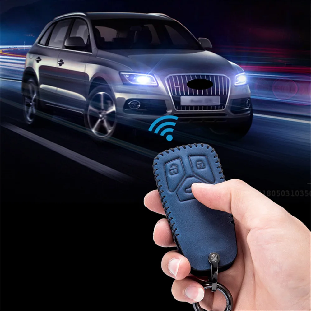 

Top Layer Leather Car Remote Key Case Cover Fob Skin Holder Shell Keychain For Audi TT A3 A4 A5 A6 Q3 Q7 R8 Car Accessories