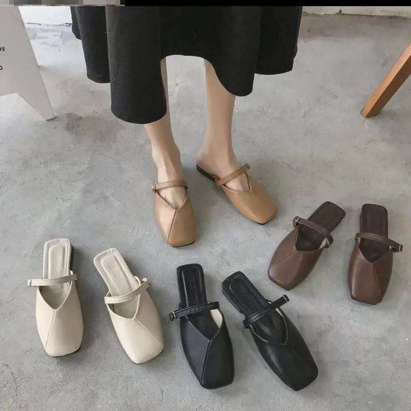 

Женские летние шлепанцы Baotou, новые корейские модные шлепанцы на плоской подошве, пляжные шлепанцы для отпуска, 2021