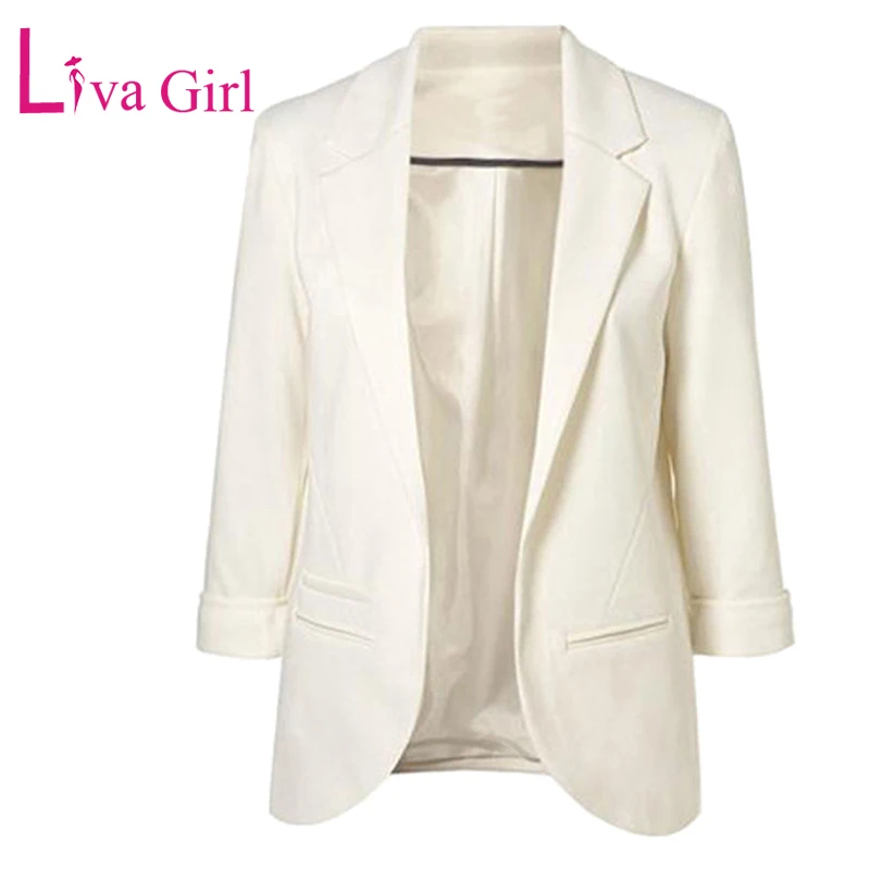 LIVA GIRL модные офисные открытые спереди пиджаки с карманами Женские повседневные
