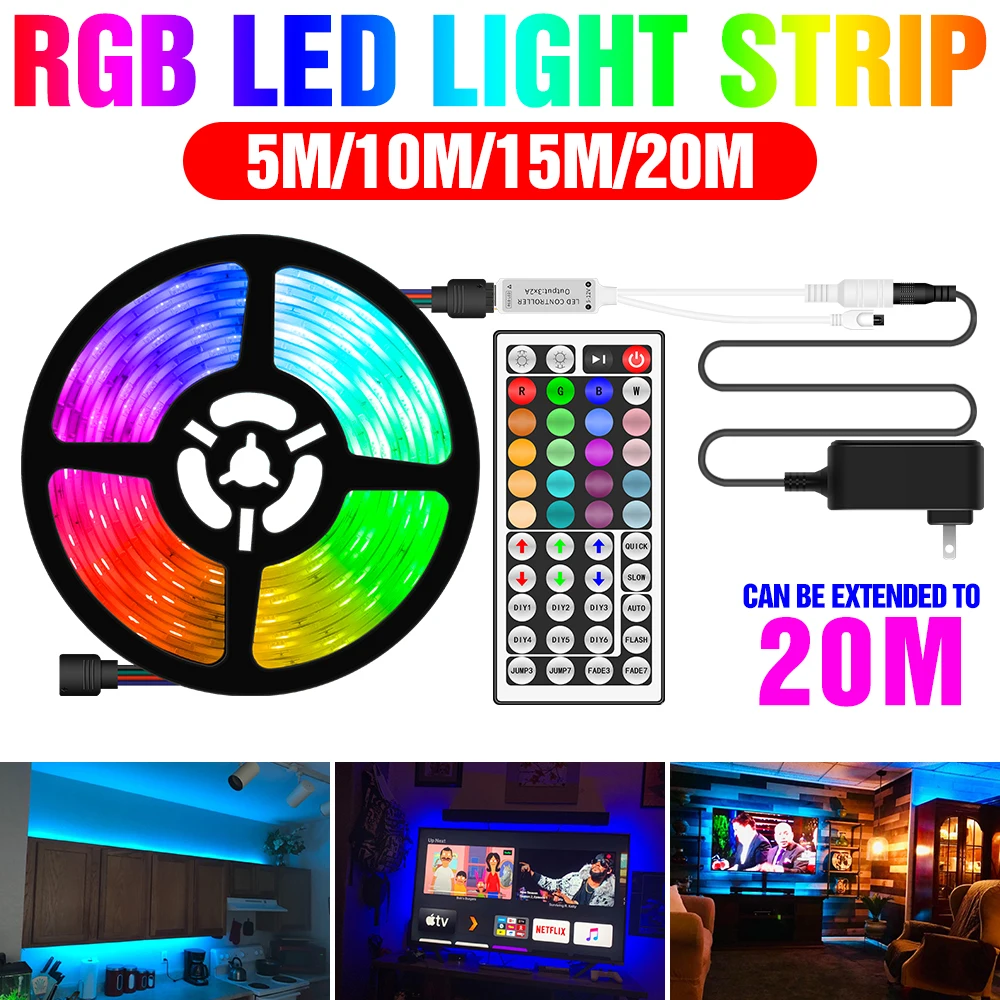 

Ленточный светильник светодиодный RGB 5050 SMD водонепроницаемая гибкая лента Fita светодиодный RGB лампа 5 м 10 м 15 м 20 м лента DC 12 В пульт дистанцион...