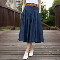 2021 summer new arrival long jean skirt large pendulum plus size elegant long denim skirt with sash 6xl available dropshipping