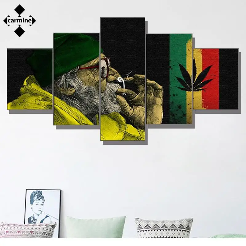 

5 Piece Rock Music Poster Jamaican Reggae Retro Artwork Canvas Print Art Painting Picture for Wall Home Interior No Frame Decor