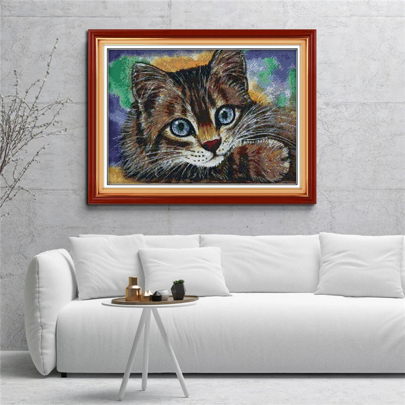 Наборы для вышивки крестиком 14CT Кот животные хлопчатобумажная нить картина