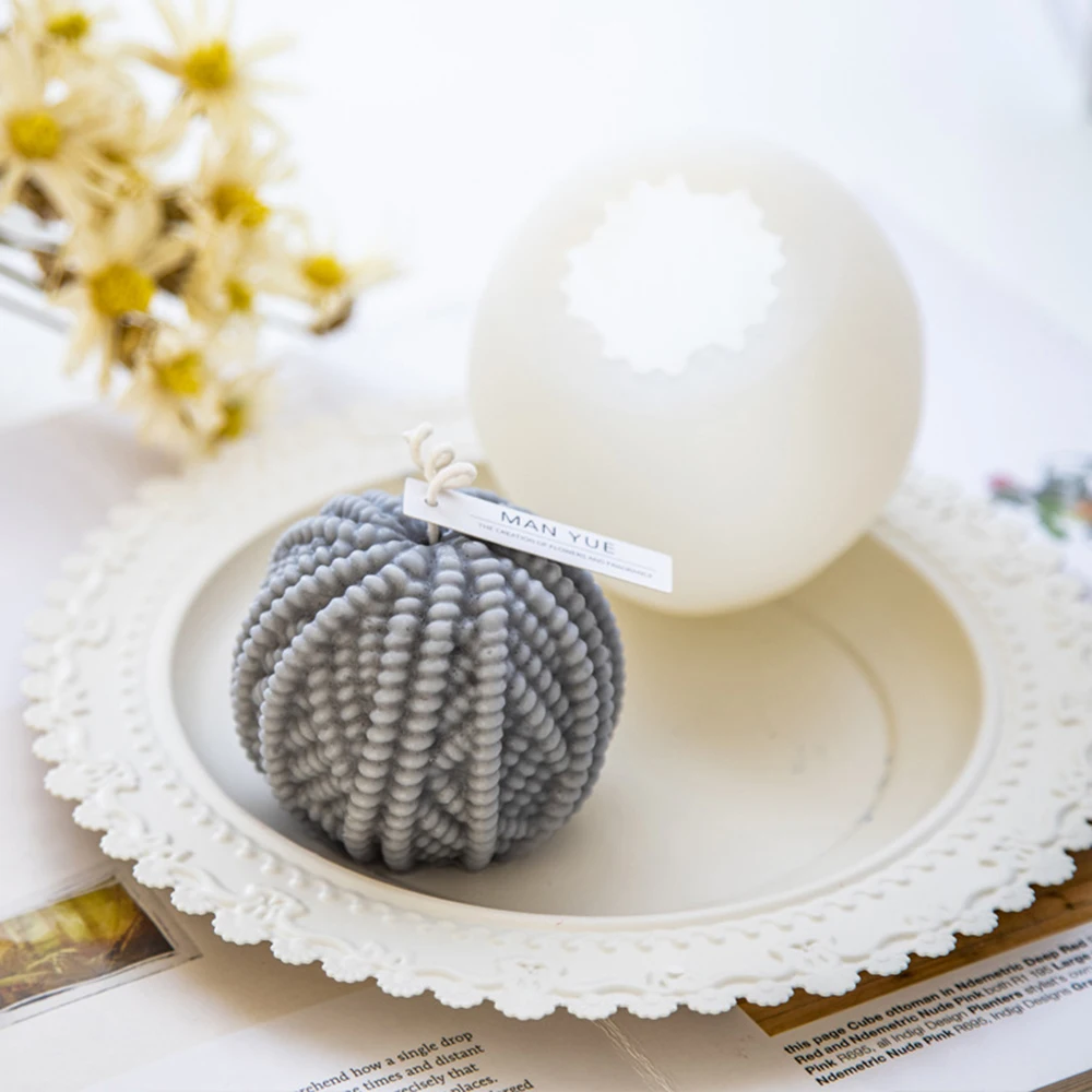 

New 3D Silicone Woolen Candle Molds Korean Candle Mold Woolen Ball Design Handmade Soy Candles Making Aroma Wax Soap Molds