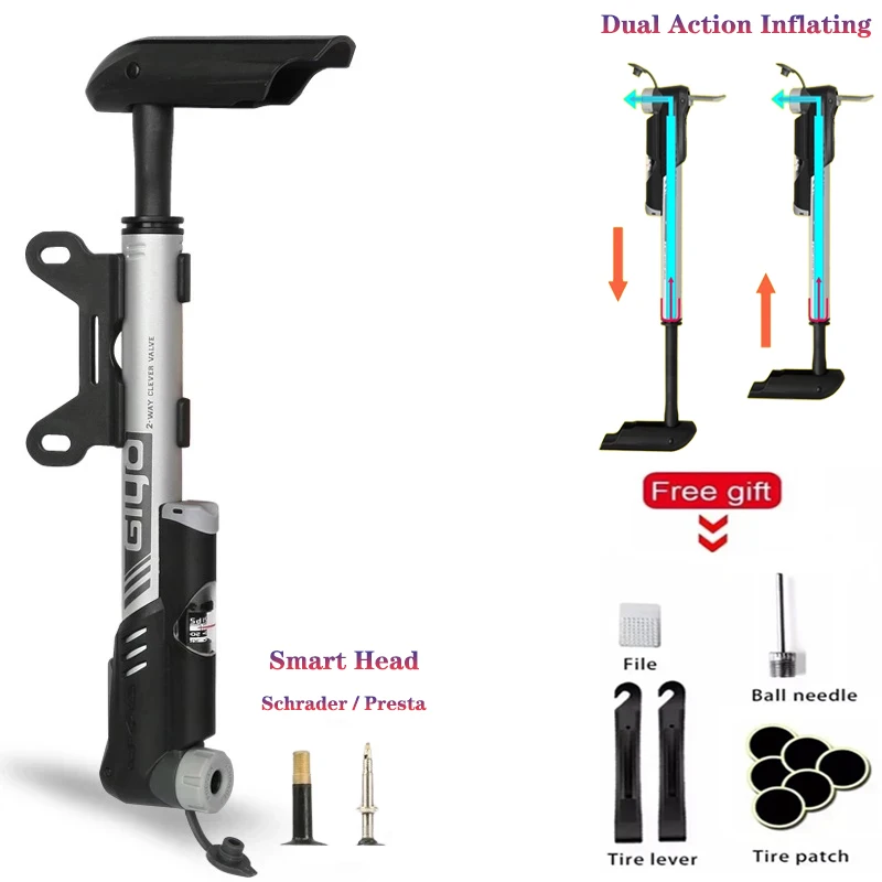 Насос Giyo 120PSI для велосипеда умный портативный клапан накачки шин Двойное