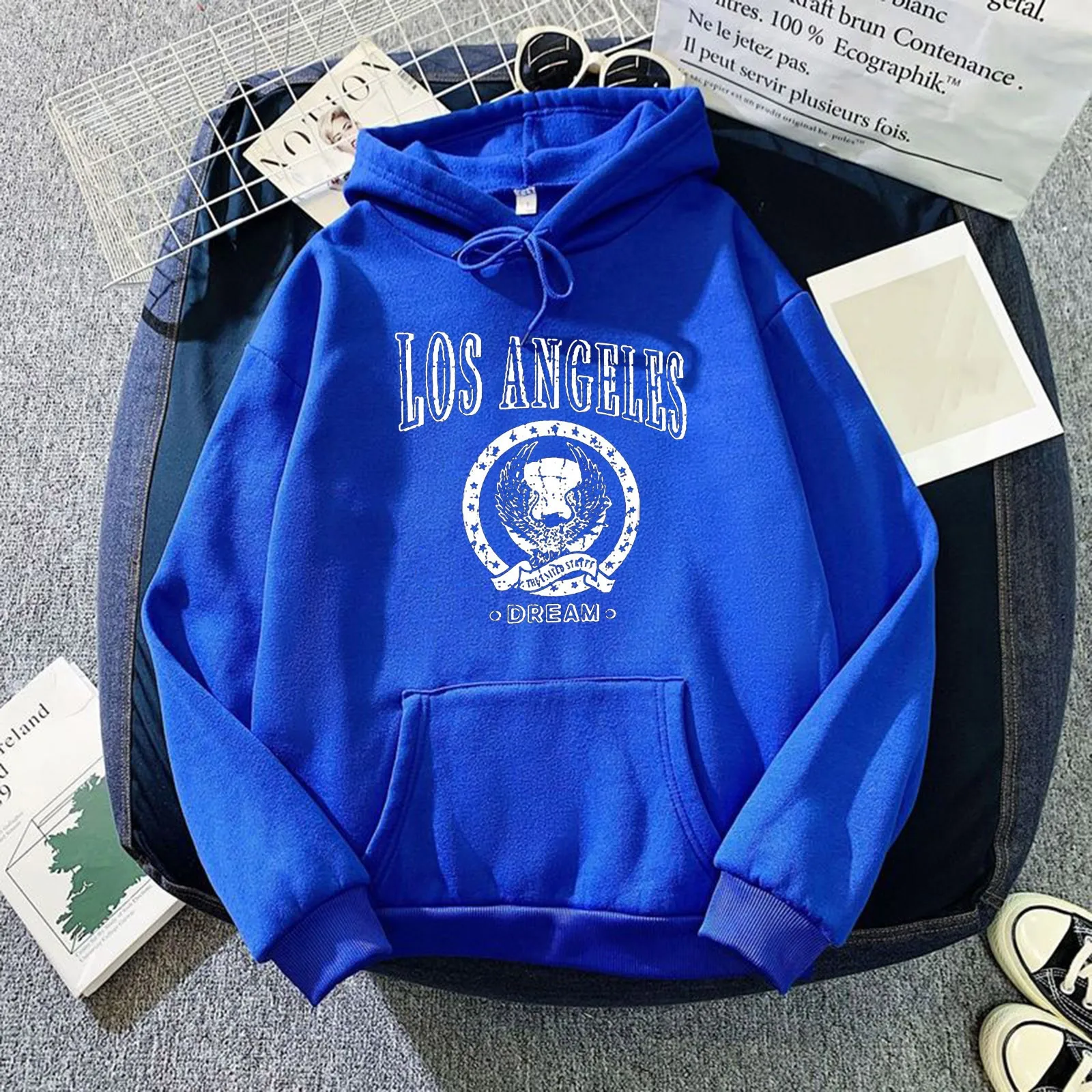 harajuku Korean Japanese Winter Shirt Women's LOS ANGELS Print Pockets Long-sleeved Sweatshirt  Casual Tops Pullover 5Color топ