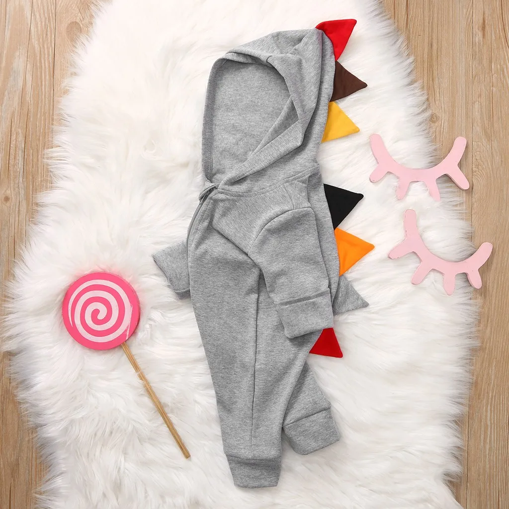 Теплый комбинезон на молнии с капюшоном для новорожденных мальчиков и девочек