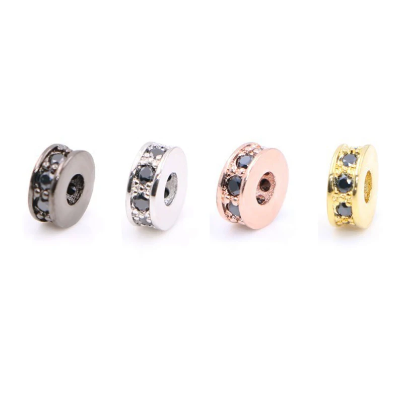 4pcs 7.5mm Rhinestone Rondelles Crystal Bead  Loose Spacer Charm Beads Septa for DIY Handmade Jewelry Findings Making Supplies