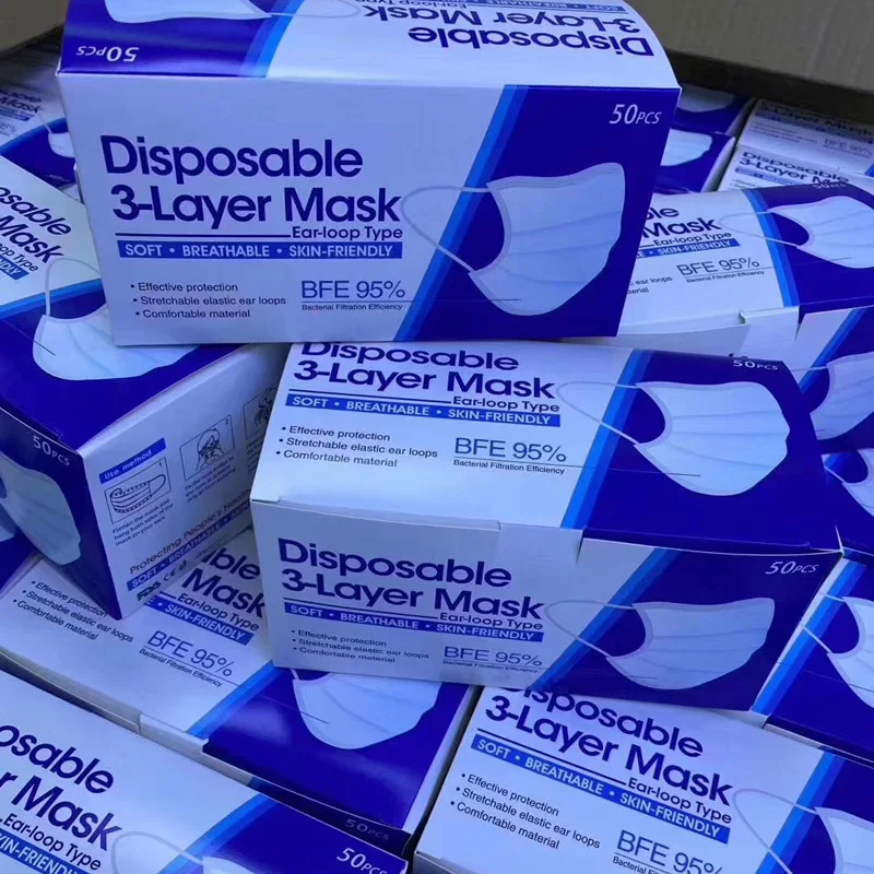 

Anti-Pollution 3-layer Mask Face Mouth Mask Non Woven Disposable Anti-Dust Meltblown Cloth Masks Earloops Masks