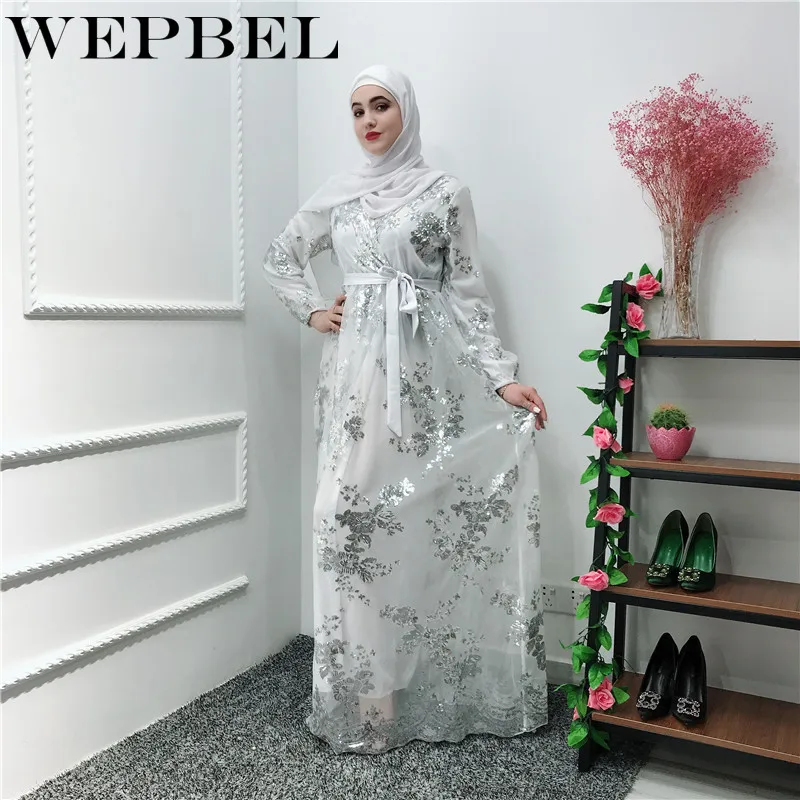 WEPBEL Абая для мусульманских женщин платье с длинным рукавом Кружева Элегантные