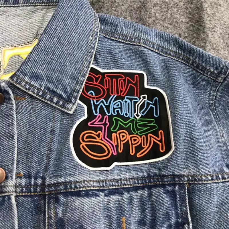 

Mens Embroidery cartoon Travis Scott Astroworld Denim Jacket