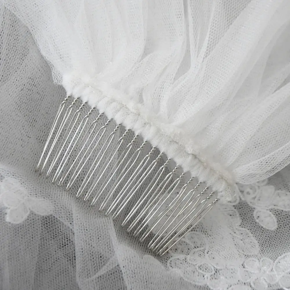 Фата свадебная с гребнем элегантная Мягкая сетчатая для невесты свадебные