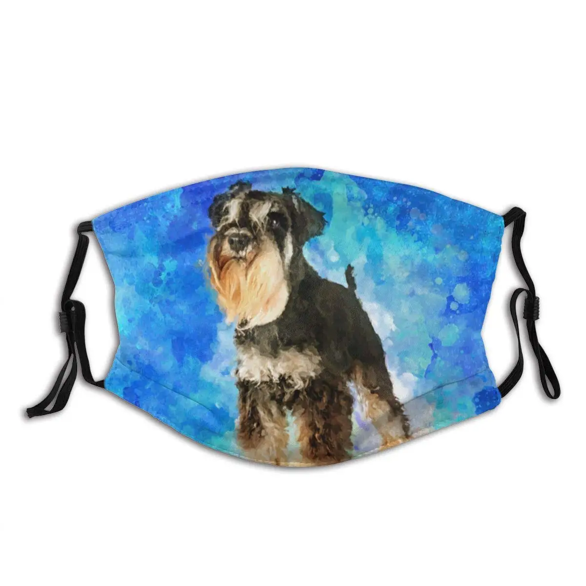 

Blue Miniature Schnauzer Watercolor Dog Print Cloth Face Mask Colorful for Men Women Made in USA Antidust Balaclava Face Mask