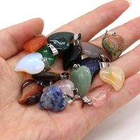 2pcs natural stone pendant charms crooked heart shape natural agates stone necklace pendant for women jewerly best gift 16x20mm