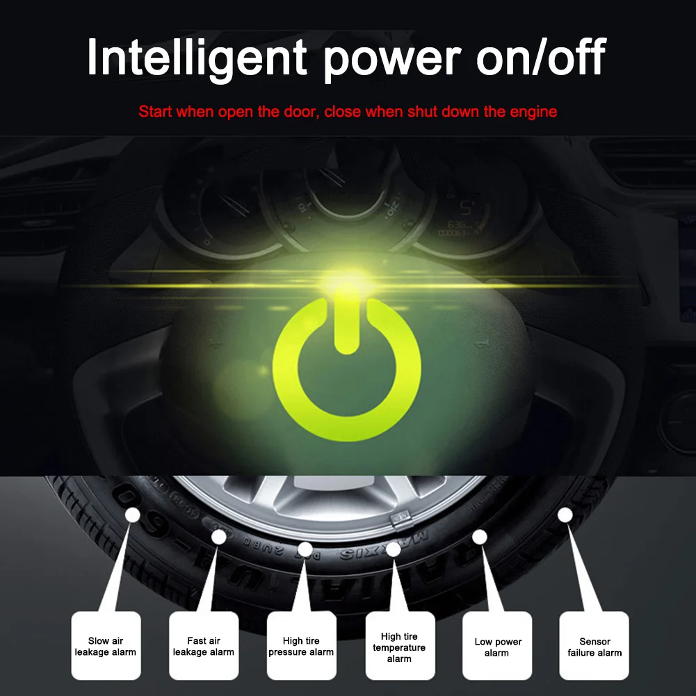 

Solar Power TPMS Car Tire Pressure Alarm Monitor System Auto Security Alarm Systems Tyre Pressure Temperature Warning