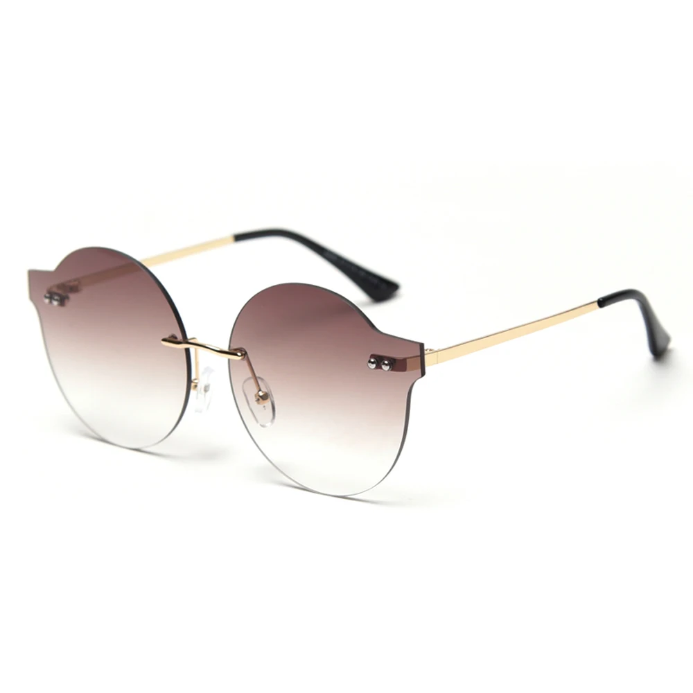 

Veshion Frameless Sunglasses for Women Round Purple Brown 2021 Party Gifts Male Sun Glasses Rimless Female Uv400 Hot-selling