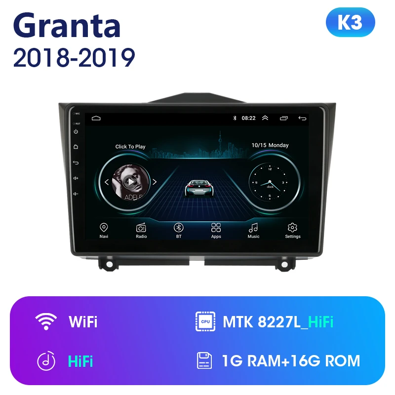 K3 2Din Android 8,1 Автомобильный мультимедийный видео плеер для LADA BA3 Granta Cross DVD аудио система навигация gps 2.5D+ ips 2 Din - Цвет: K3